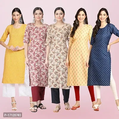 Women Stylish Crepe Printed Straight Kurta