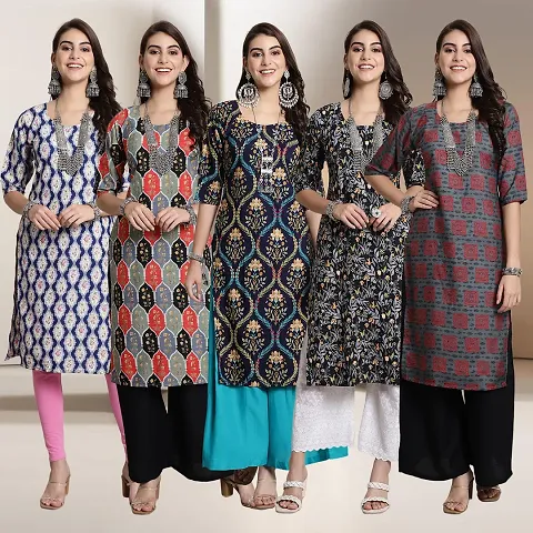 Fancy Crepe Kurtis For Women Pack Of 5