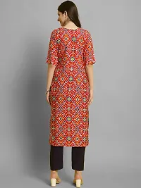 Stylish Red Crepe Printed Straight kurta With Pant Set For Women-thumb2