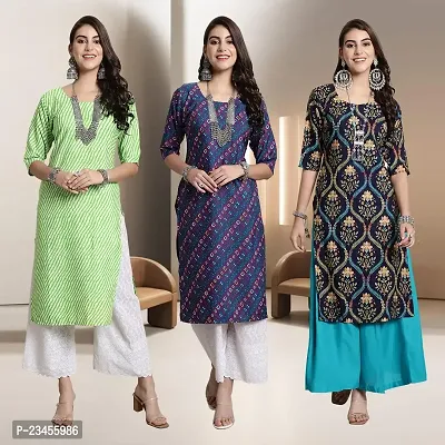 Fancy Rayon Kurtis For Women Pack Of 3-thumb0