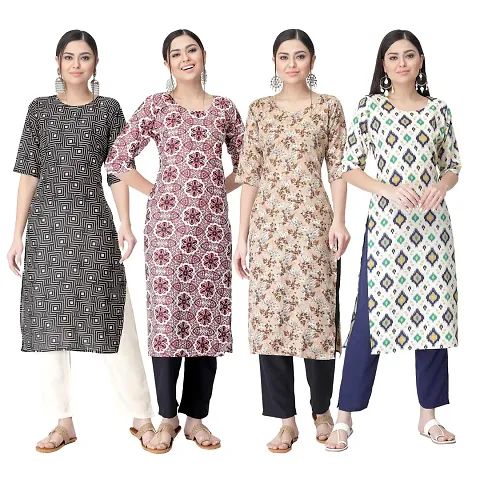 Trendy Crepe Kurta For Women- Combo Of 4