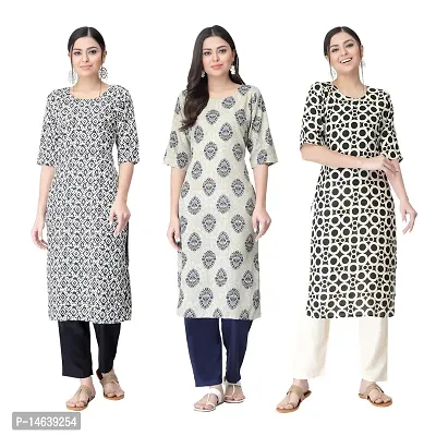 New Crepe Combo Printed Kurtis For Women Pack Of 3