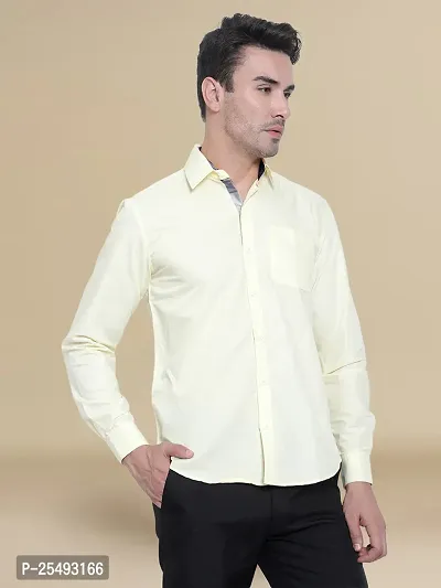 Reliable Beige Cotton Solid Long Sleeve Casual Shirts For Men-thumb3