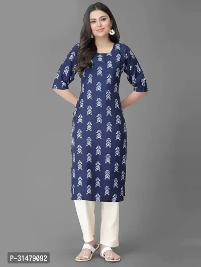 Stylish Crepe Printed Straight Kurta With Pant Set For Women-thumb2