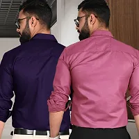 Comfortable Multicoloured Cotton Long Sleeve Formal Shirt For Men Pack Of 2-thumb1