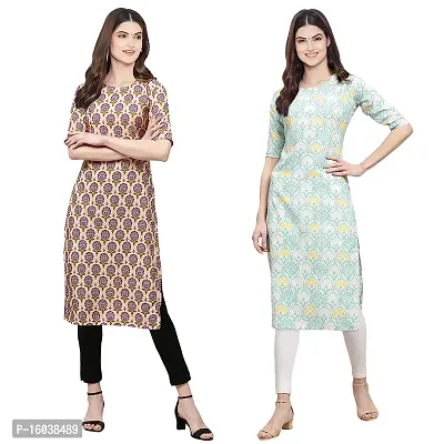 Stylish Digital Printed Women Crepe Kurta- Pack of 2