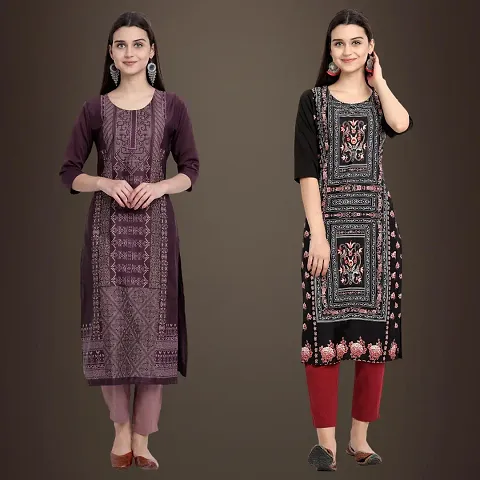 Best Trendy Crepe Printed Kurti - Combo Of 2