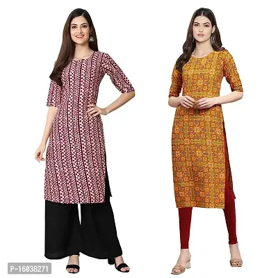 Stylish Digital Printed Women Crepe Kurta- Pack of 2