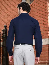 Reliable Navy Blue Cotton Solid Long Sleeves Formal Shirt For Men-thumb4