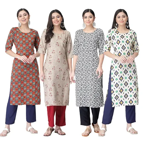 Trendy Crepe Kurta For Women- Combo Of 4