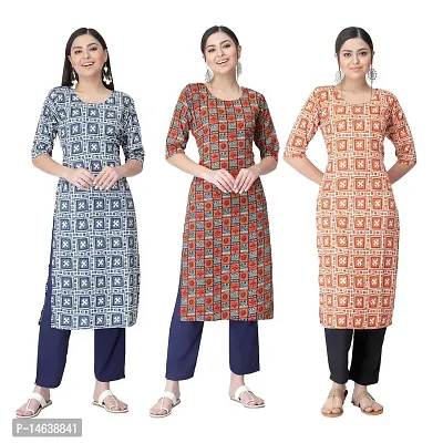 New Crepe Combo Printed Kurtis For Women Pack Of 3