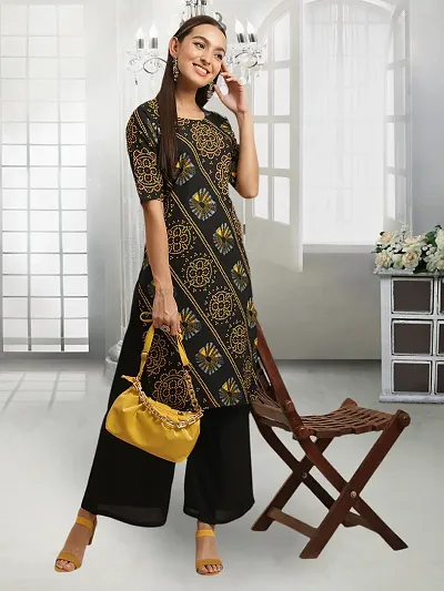 Stylish Straight Crepe Stitched Kurta