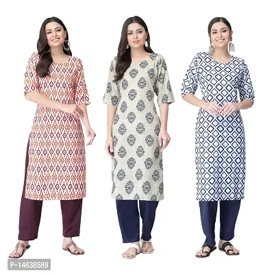 New Crepe Combo Printed Kurtis For Women Pack Of 3