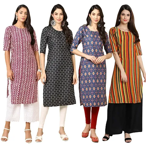 Stylish Crepe Stitched Kurta For Women Pack of 4