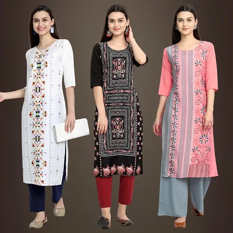 Stylish Fancy Crepe Kurtis Pack Of 3