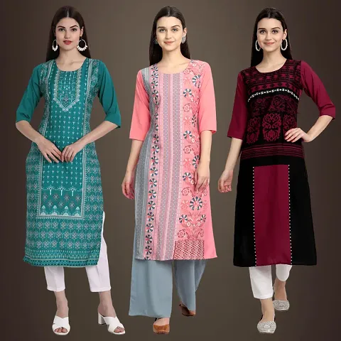 Stylish Fancy Crepe Kurtis Pack Of 3