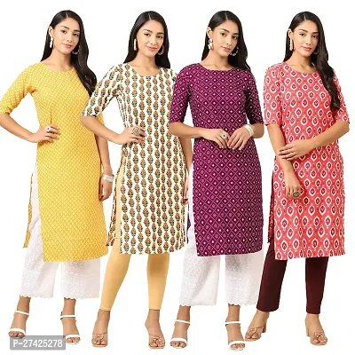 Stylish Multicoloured Crepe Stitched Kurta For Women Pack of 4-thumb0