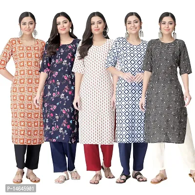 New Crepe Printed Kurtis Combo For Women Pack Of 5