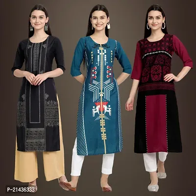 Fancy Crepe Kurtis for Women Pack Of 3-thumb0