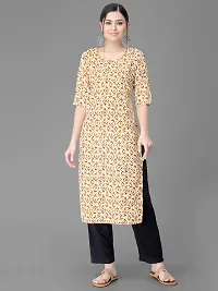 Stylish Beige Crepe Printed Straight kurta With Pant Set For Women-thumb1