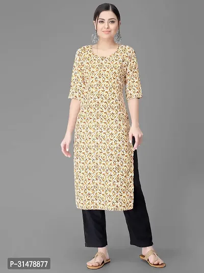 Stylish Beige Crepe Printed Straight kurta With Pant Set For Women-thumb2