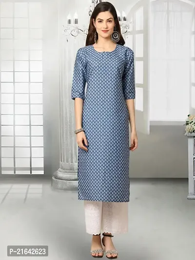 Stylish Blue Crepe Stitched Kurta For Women-thumb2