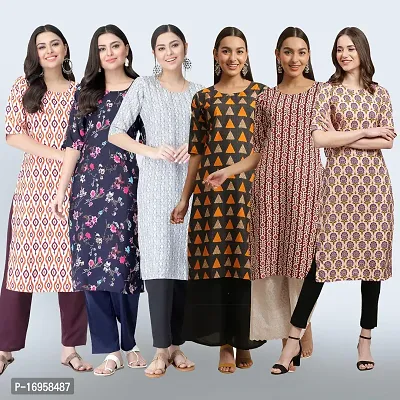 Women Stylish Crepe Printed Straight Kurta Combo-thumb0