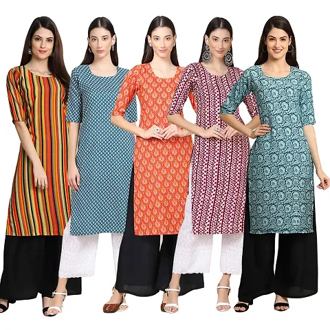 Pack Of 5 Crepe Printed Kurtis