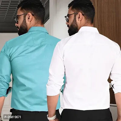 Comfortable Multicoloured Cotton Long Sleeve Formal Shirt For Men Pack Of 2-thumb2