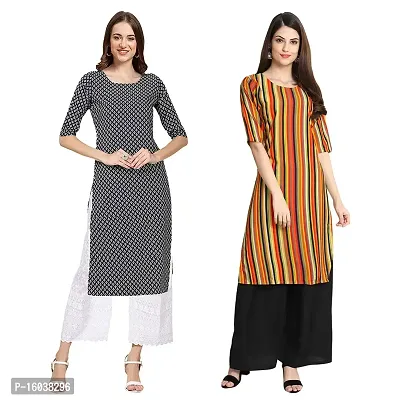 Stylish Digital Printed Women Crepe Kurta- Pack of 2