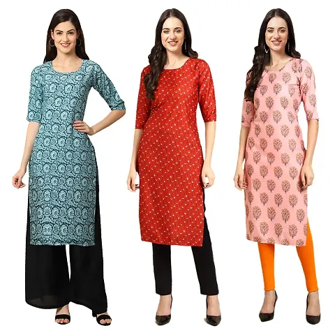 Fancy Combo of 3 Crepe Kurti