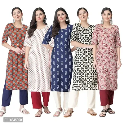 New Crepe Printed Kurtis Combo For Women Pack Of 5-thumb0