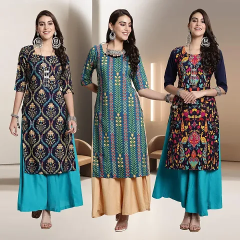 Fancy Rayon Kurtis For Women Pack Of 3