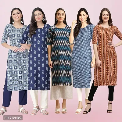 Women Stylish Crepe Printed Straight Kurta