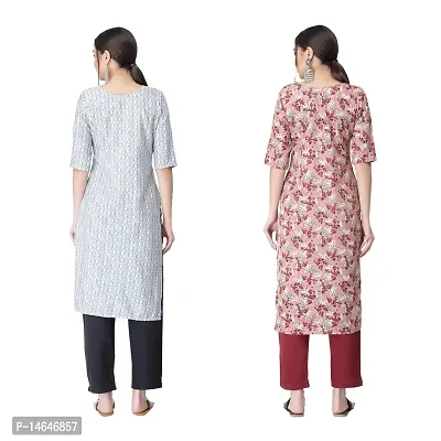 Attarctive Crepe Printed Straight Kurti Combo For Women Pack Of 2-thumb2