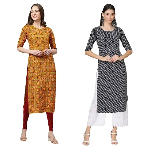 Stylish Straight Crepe Kurta For Women Combo Pack Of 2