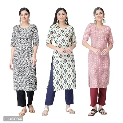 New Crepe Combo Printed Kurtis For Women Pack Of 3-thumb0