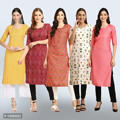 Women Stylish Crepe Printed Staright Kurta