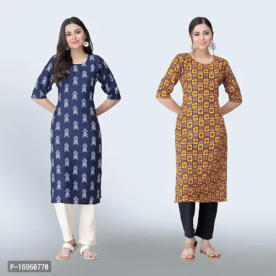 Women Stylish Crepe Ethnic Motif Casual Straight Kurta