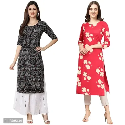 Stylish Crepe Digital Printed Kurta For Women- Pack Of 2