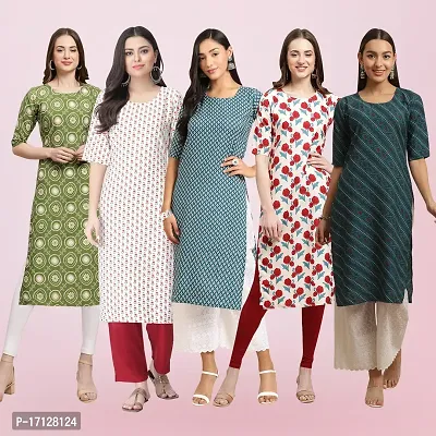 Women Stylish Crepe Printed Straight Kurta