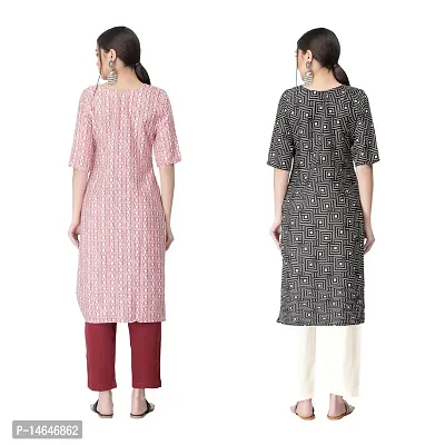 Attarctive Crepe Printed Straight Kurti Combo For Women Pack Of 2-thumb2