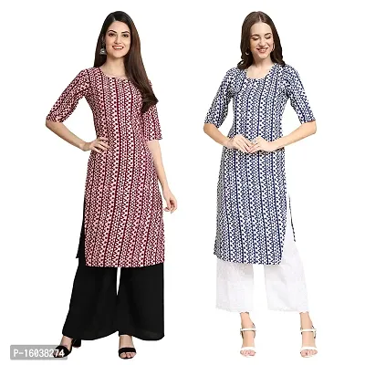 Stylish Digital Printed Women Crepe Kurta- Pack of 2