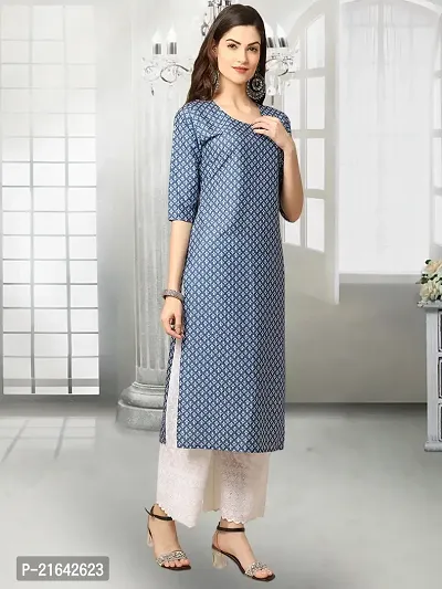 Stylish Blue Crepe Stitched Kurta For Women-thumb4