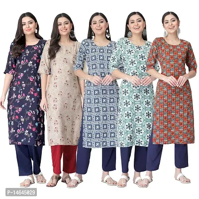 New Crepe Printed Kurtis Combo For Women Pack Of 5