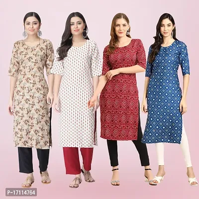 Women Stylish Crepe Printed Straight Kurta