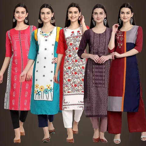 Stylish Fancy Crepe Kurtis - Pack Of 5