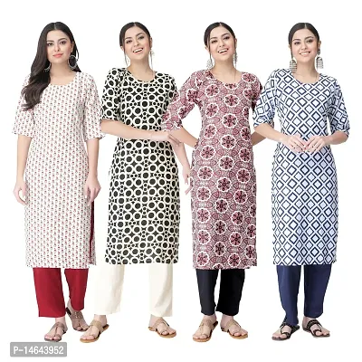 New Crepe Combo Printed Kurtis For Women Pack Of 4