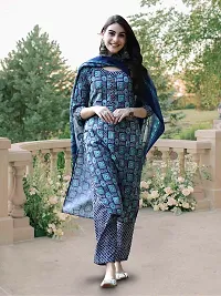 Fancy Cotton Blend Kurta Bottom And Dupatta Set For Women-thumb4