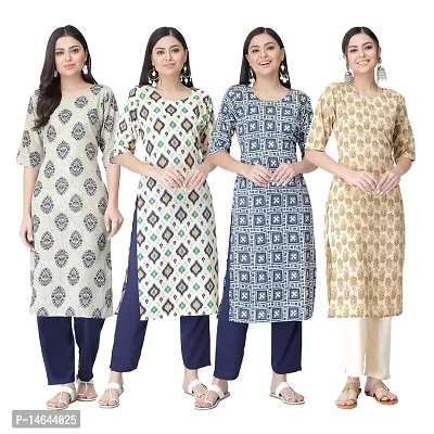 New Crepe Combo Printed Kurtis For Women Pack Of 4